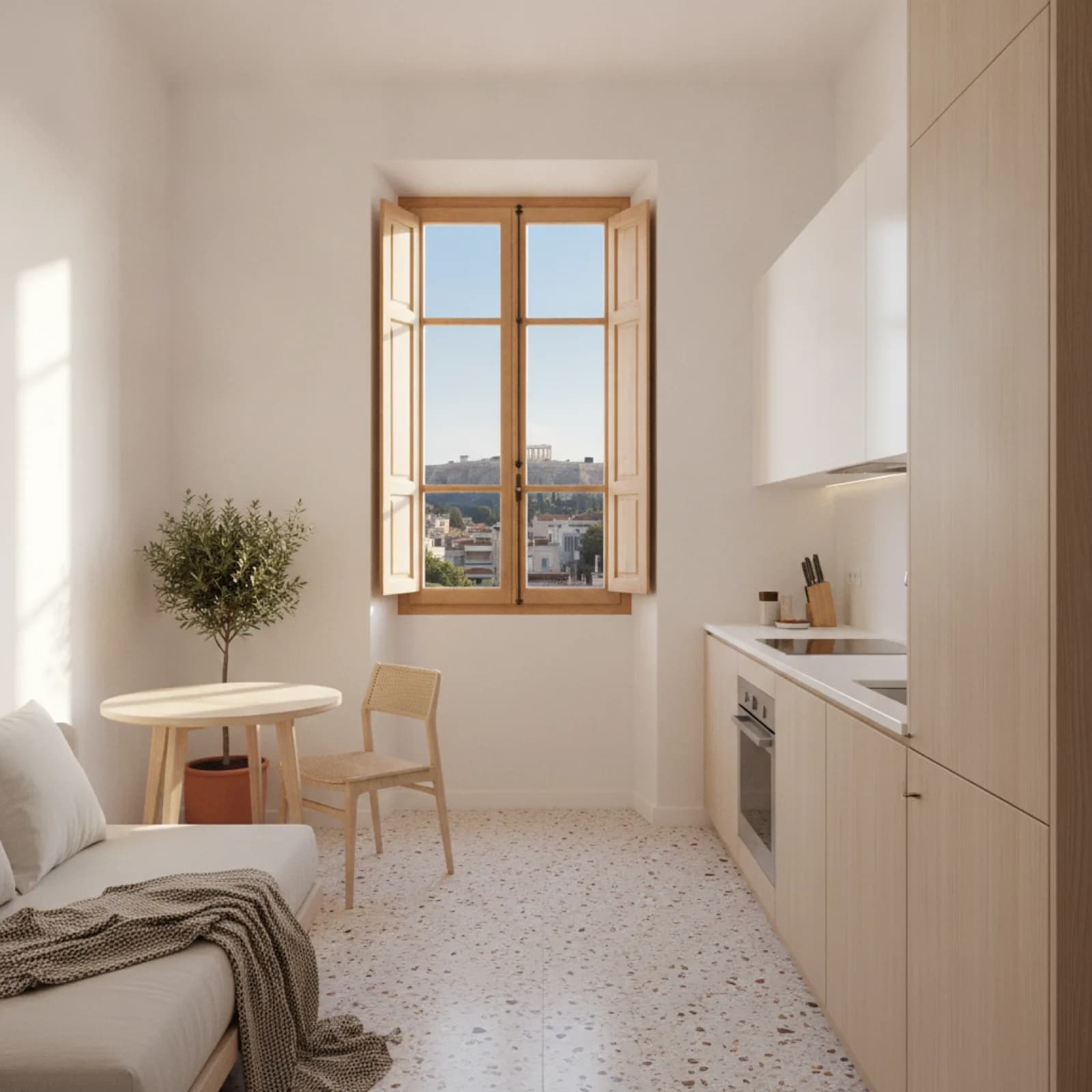 Renovated Koukaki studio steps from the Acropolis metro